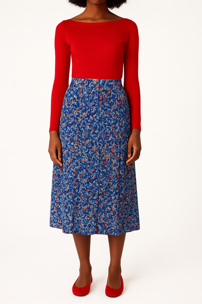 Blue and Orange Midi Skirt