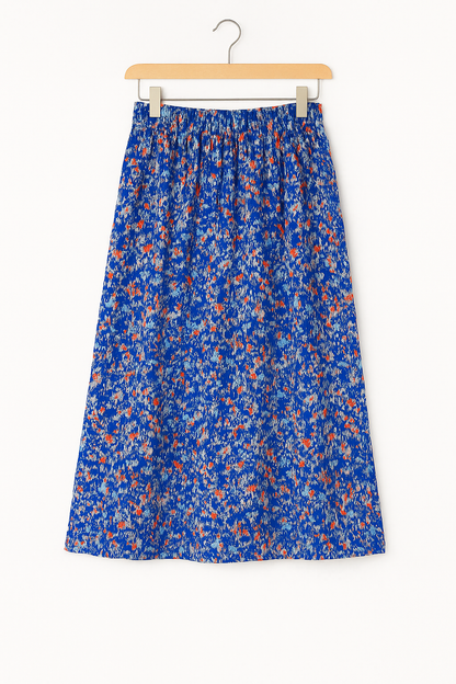 Blue and Orange Midi Skirt