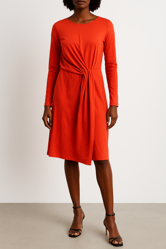 Orange Side Tie Dress