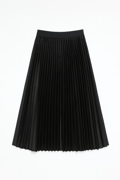Black Pleated Midi Skirt