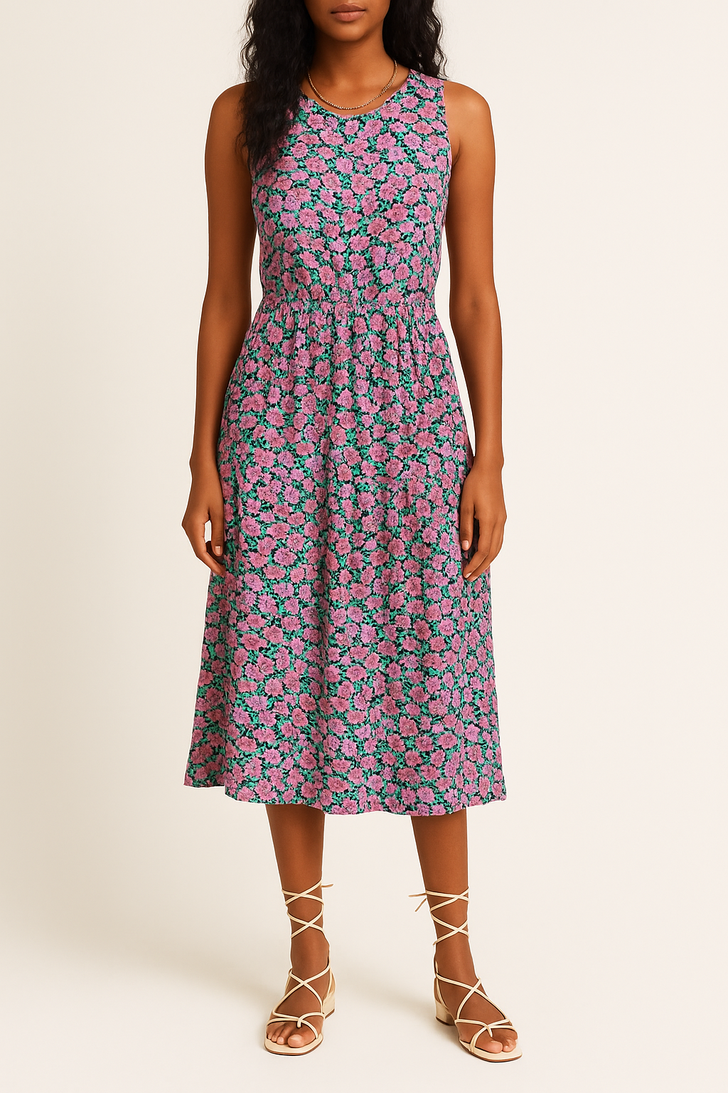 Sleeveless Floral Midi Dress