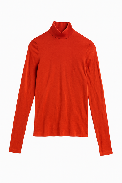 Orange Merino Turtleneck Sweater