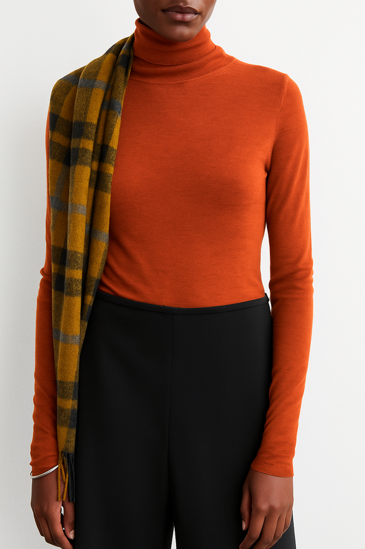 Orange Merino Turtleneck Sweater