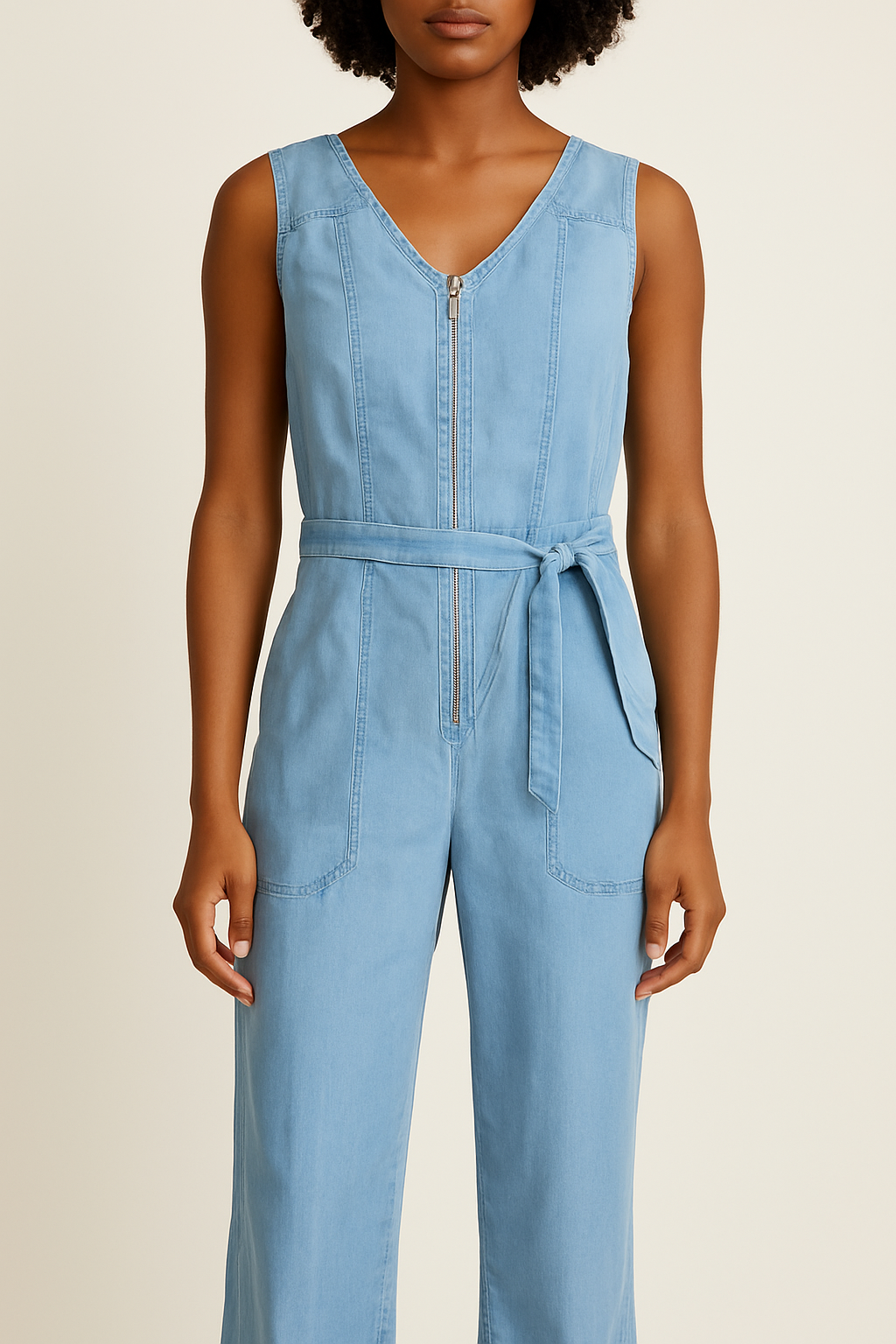 Soft Denim Long Jumpsuit