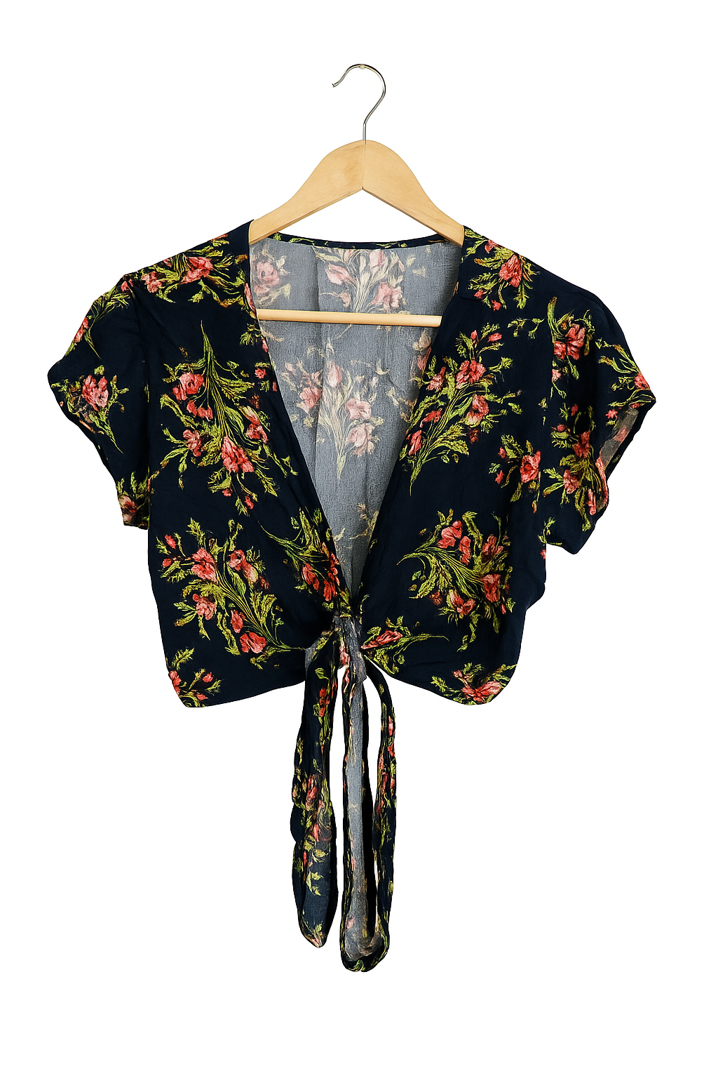 Floral Front-Tie Crop Top