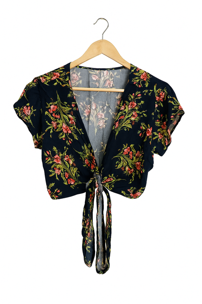 Floral Front-Tie Crop Top