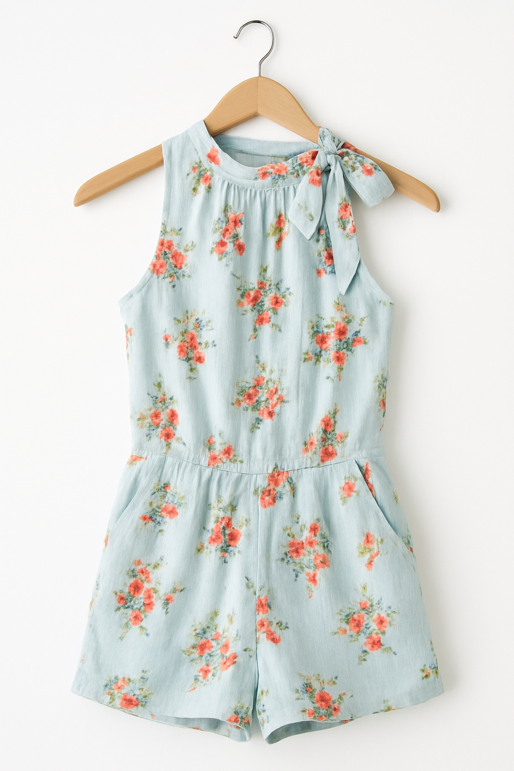 Floral Blue Short Jumpsuit