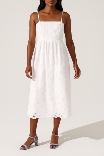 Lace Midi White  Dress