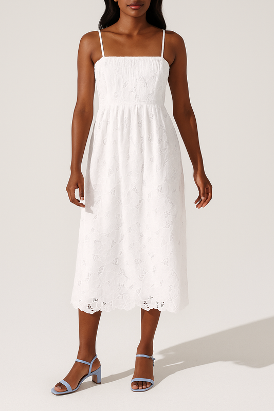 Lace Midi White  Dress