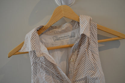 Sleeveless Striped Beige & White Dress