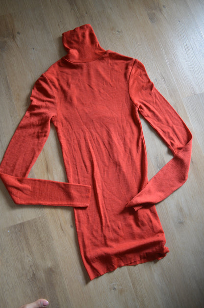 Orange Merino Turtleneck Sweater