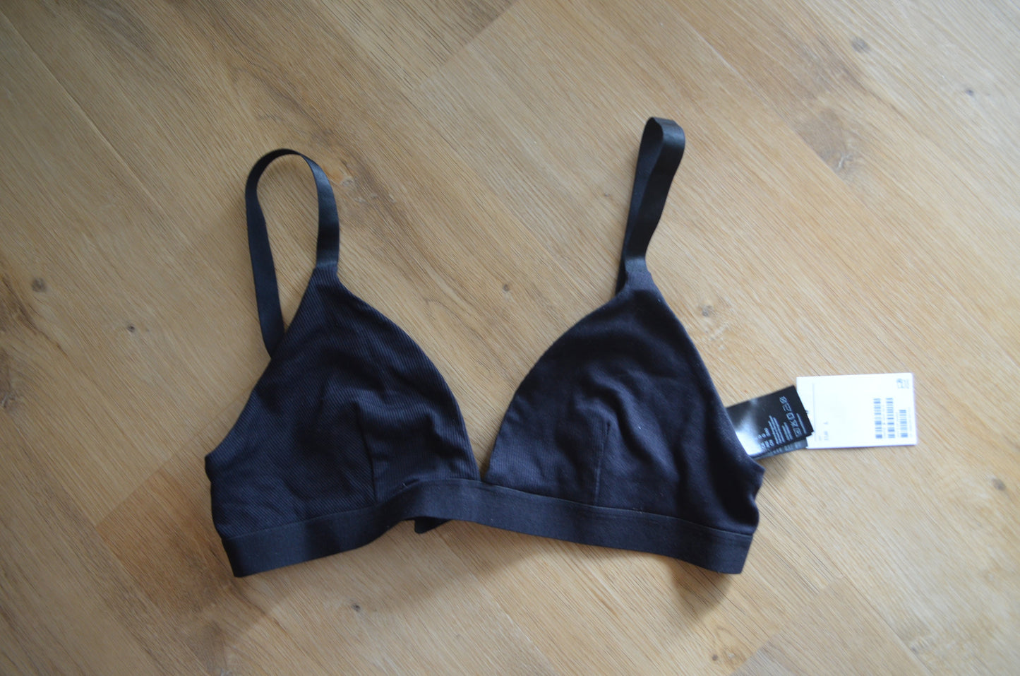 Black Ribbed Non-Padded Bra
