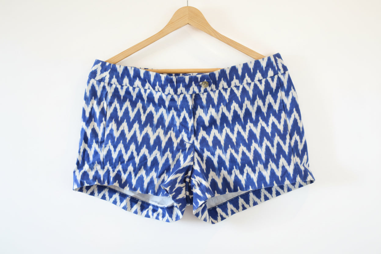 Blue & White Patterned Shorts
