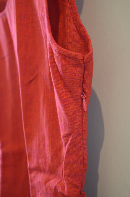 Red Cotton Long Sleeveless Top