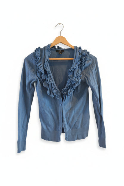 Blue Ruffled Cardigan