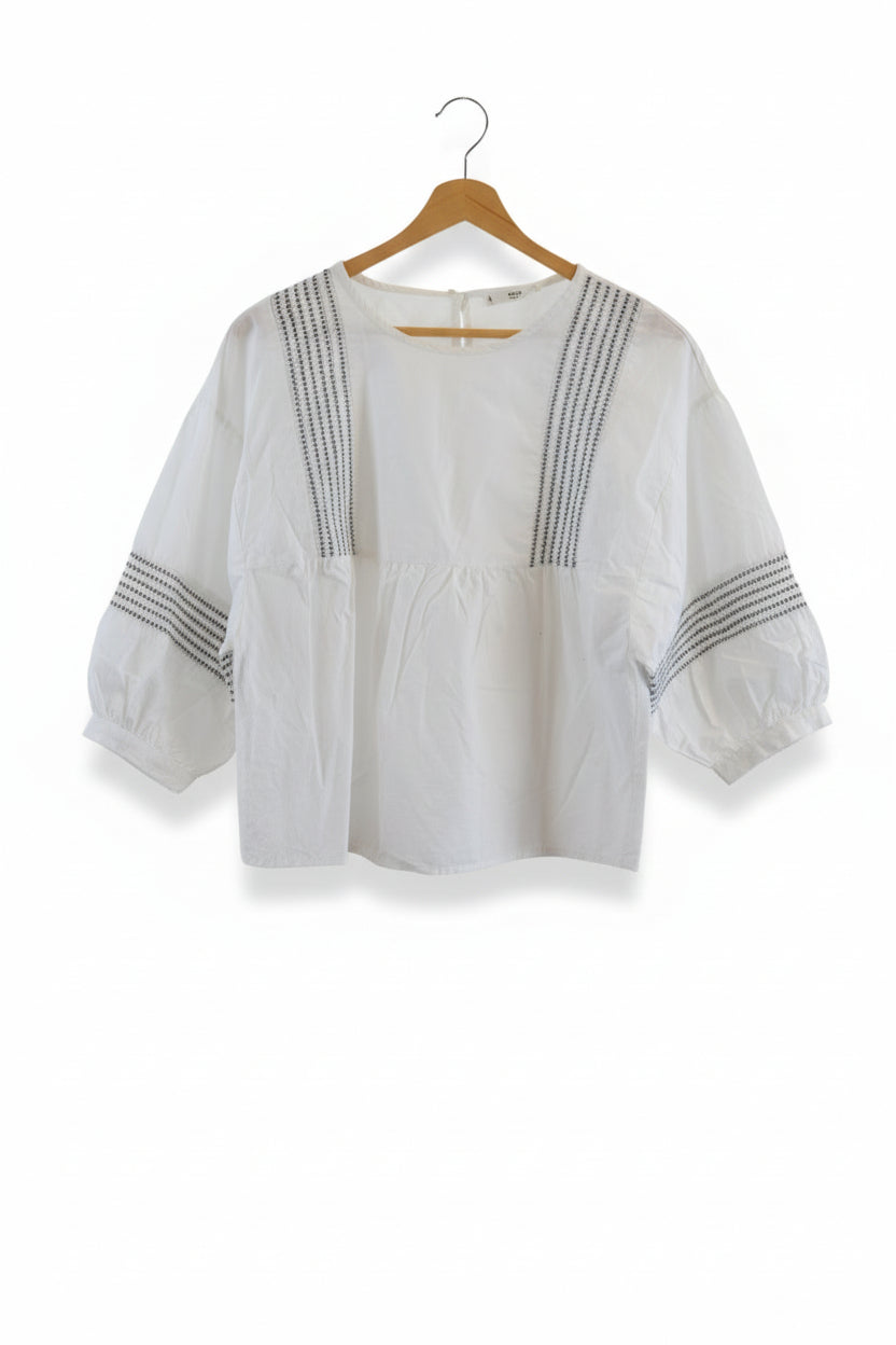 Blouse with Black Embroidery
