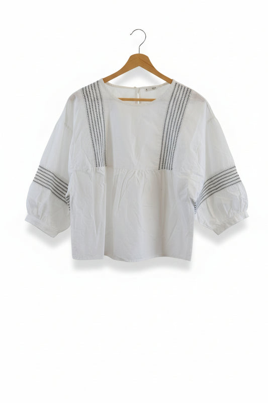 Blouse with Black Embroidery