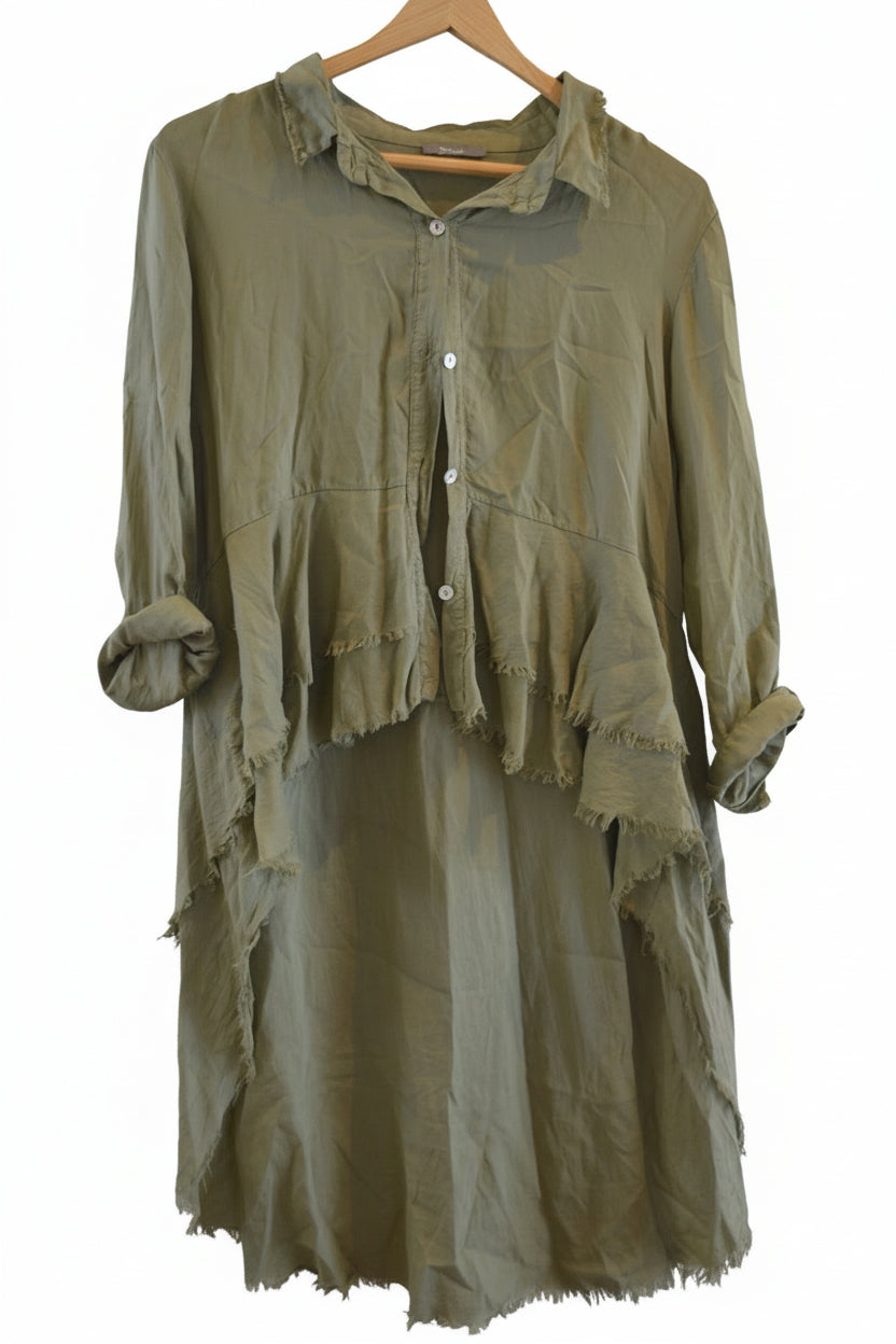 Olive Green High-Low shirt