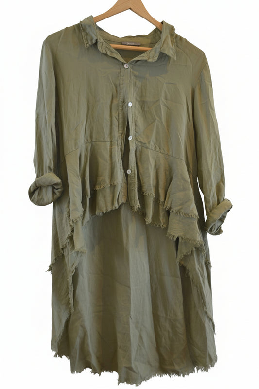 Olive Green High-Low shirt