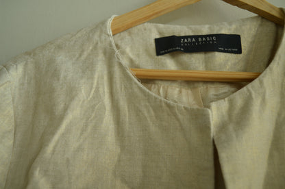 Cream Gold Shimmer Linen Jacket