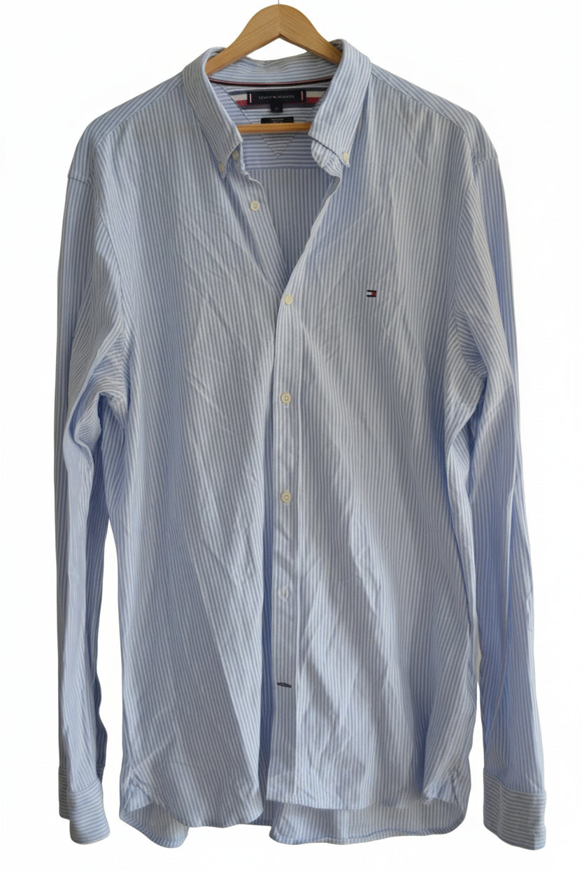 Men's Blue & White Stripe Shirt